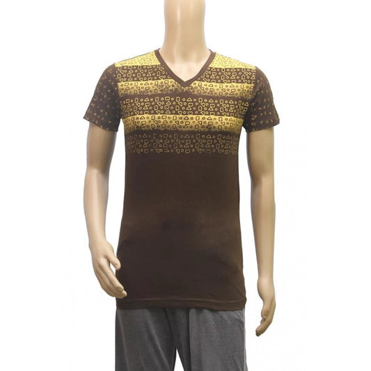 Clasymist Mens cotton Printed Men Tshirts (Brown, XS)