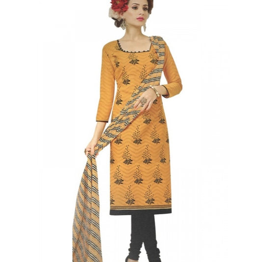 Clasymist Womens Cotton Regular Unstitched Salwar-Suit Material With Dupatta (Yellow, 2 mtr)