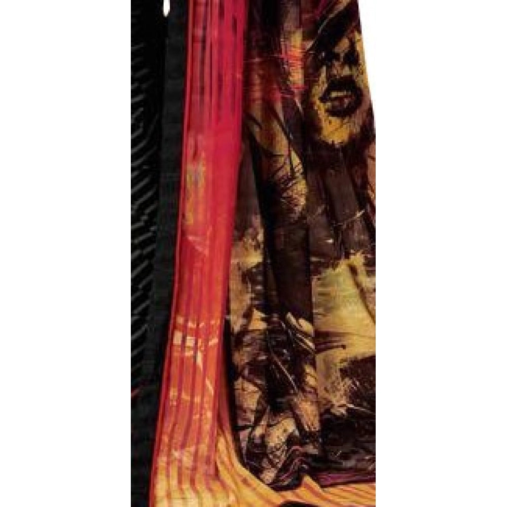 Clasymist Womens Georgette Digital Printed Saree (Multi, 6.25 Mtr)