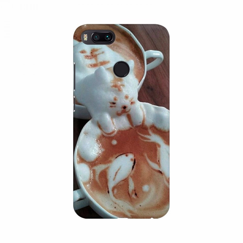 Clasymist Coffee Cup with Cat and Fish Mobile Case Cover