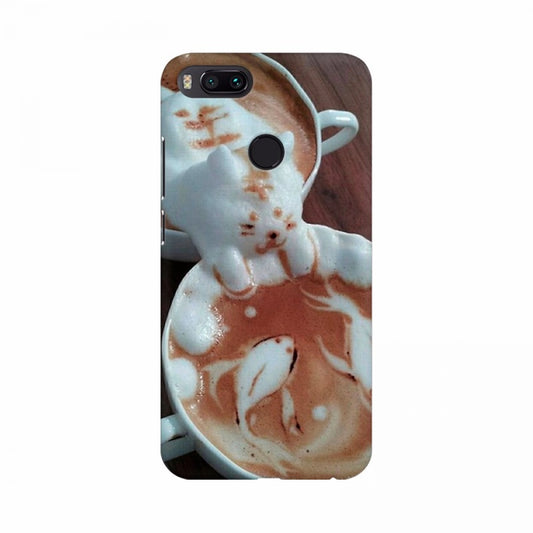 Clasymist Coffee Cup with Cat and Fish Mobile Case Cover