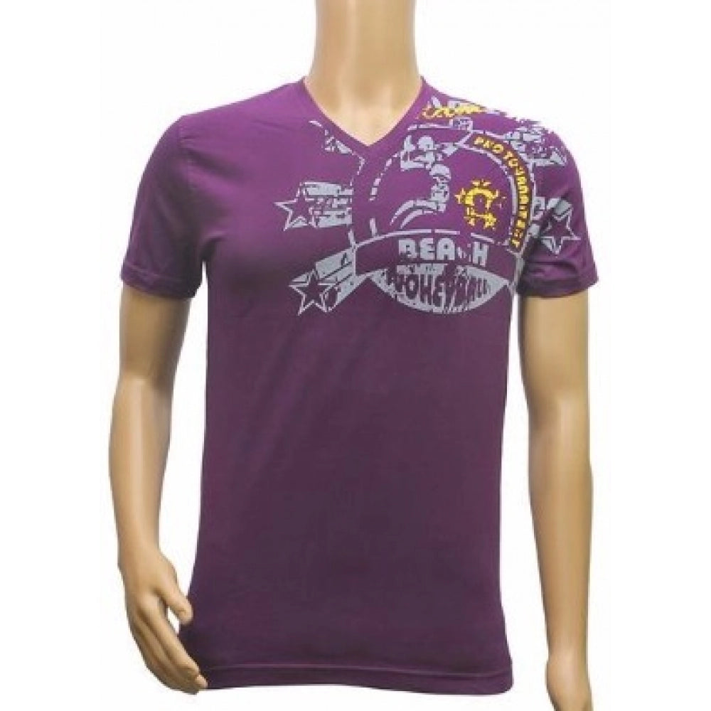 Clasymist Mens Hosiery Mix Printed Men Tshirts (Violet, S)