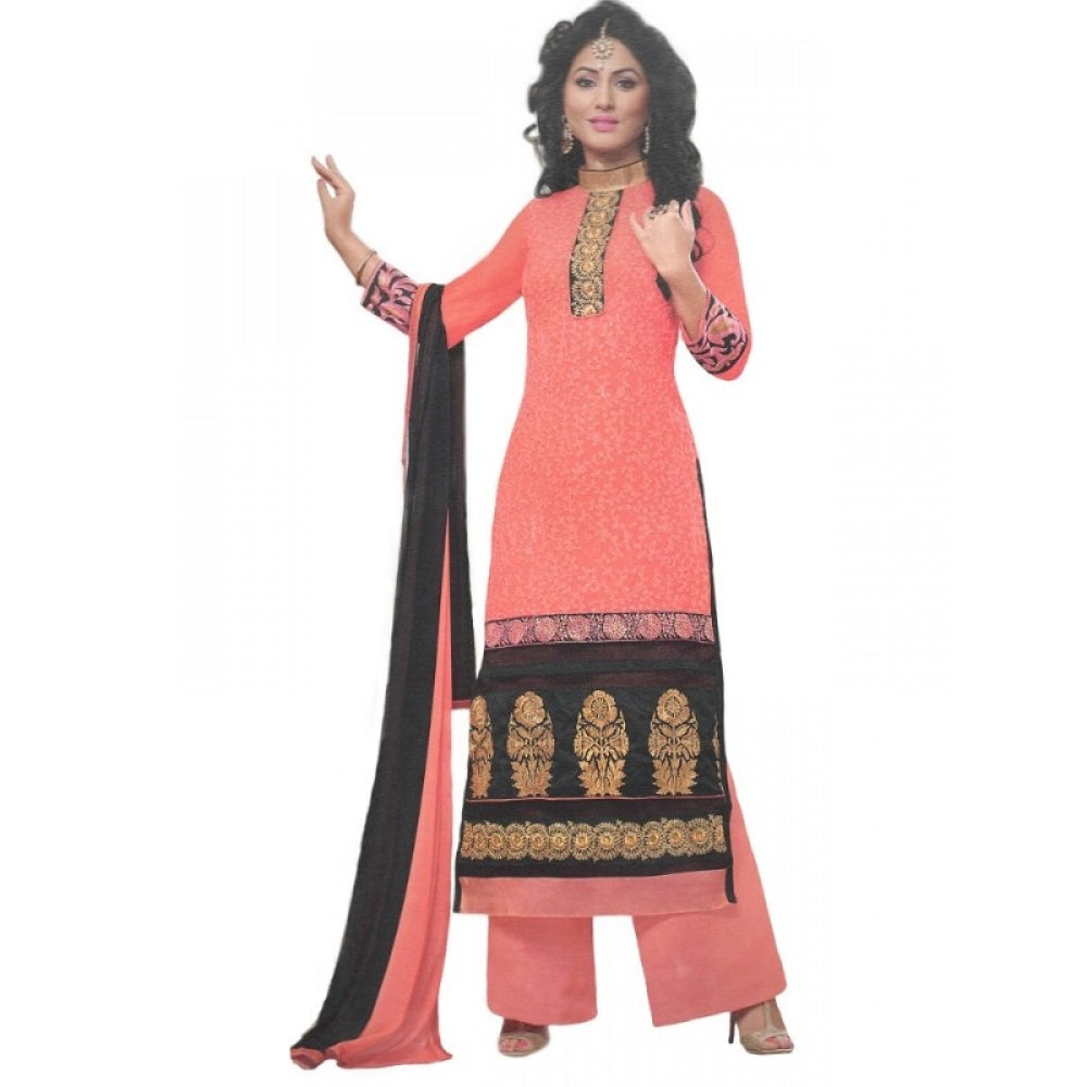 Clasymist Womens Cotton Regular Unstitched Salwar-Suit Material With Dupatta (Light Red, Black, )