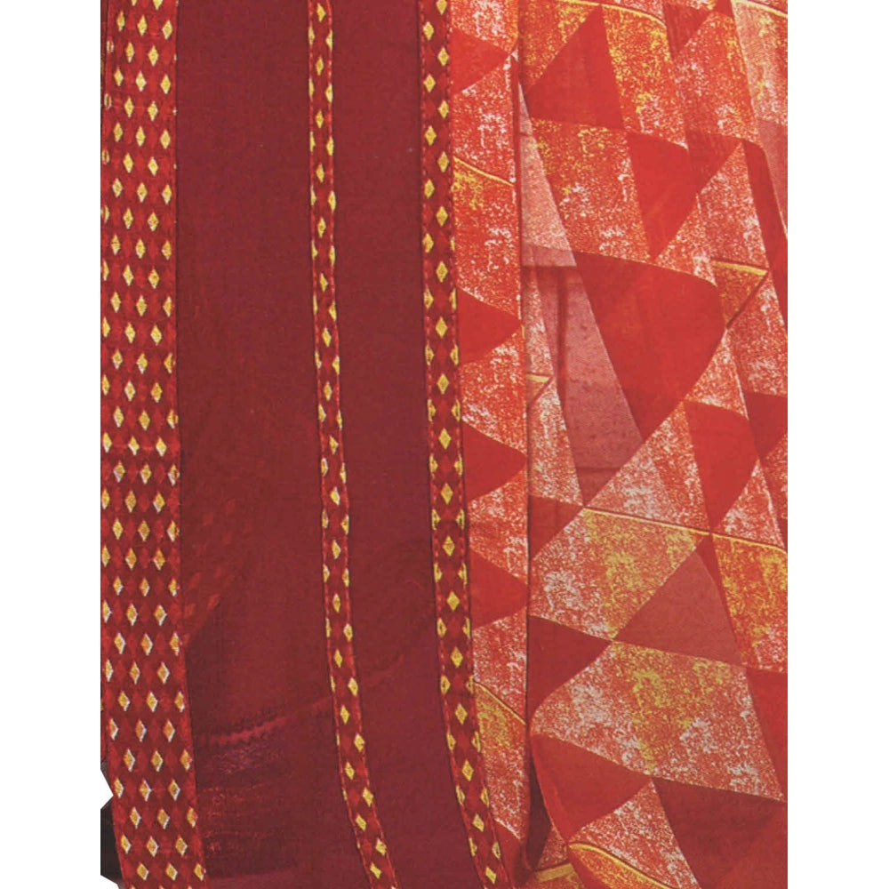 Clasymist Womens Georgette Digital Printed Saree (Red, 6.25 Mtr)