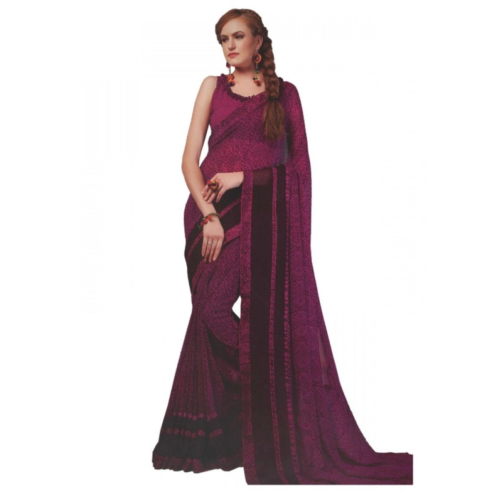 Clasymist Womens Georgette Digital Printed Saree (Purple, 6.25 Mtr)