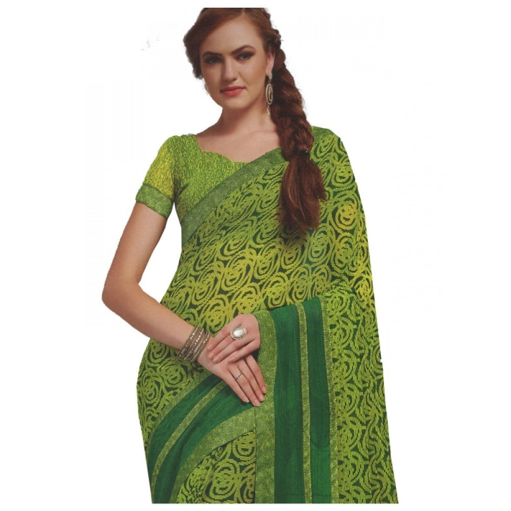 Clasymist Womens Georgette Digital Printed Saree (Green, 6.25 Mtr)