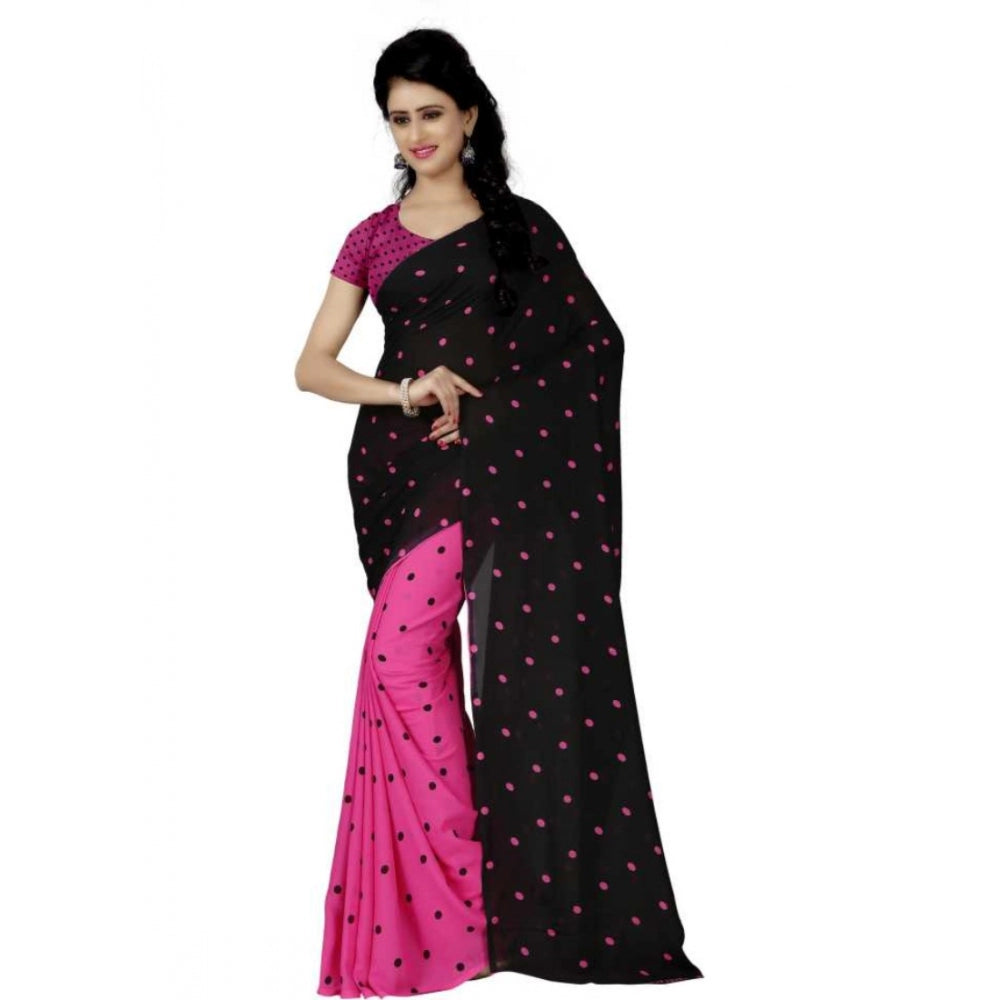 Clasymist Printed Faux Georgette Pink Color Saree