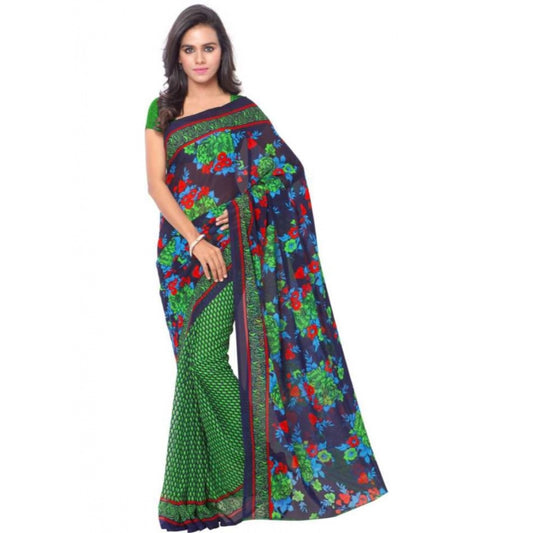 Clasymist Printed Faux Georgette Green Color Saree