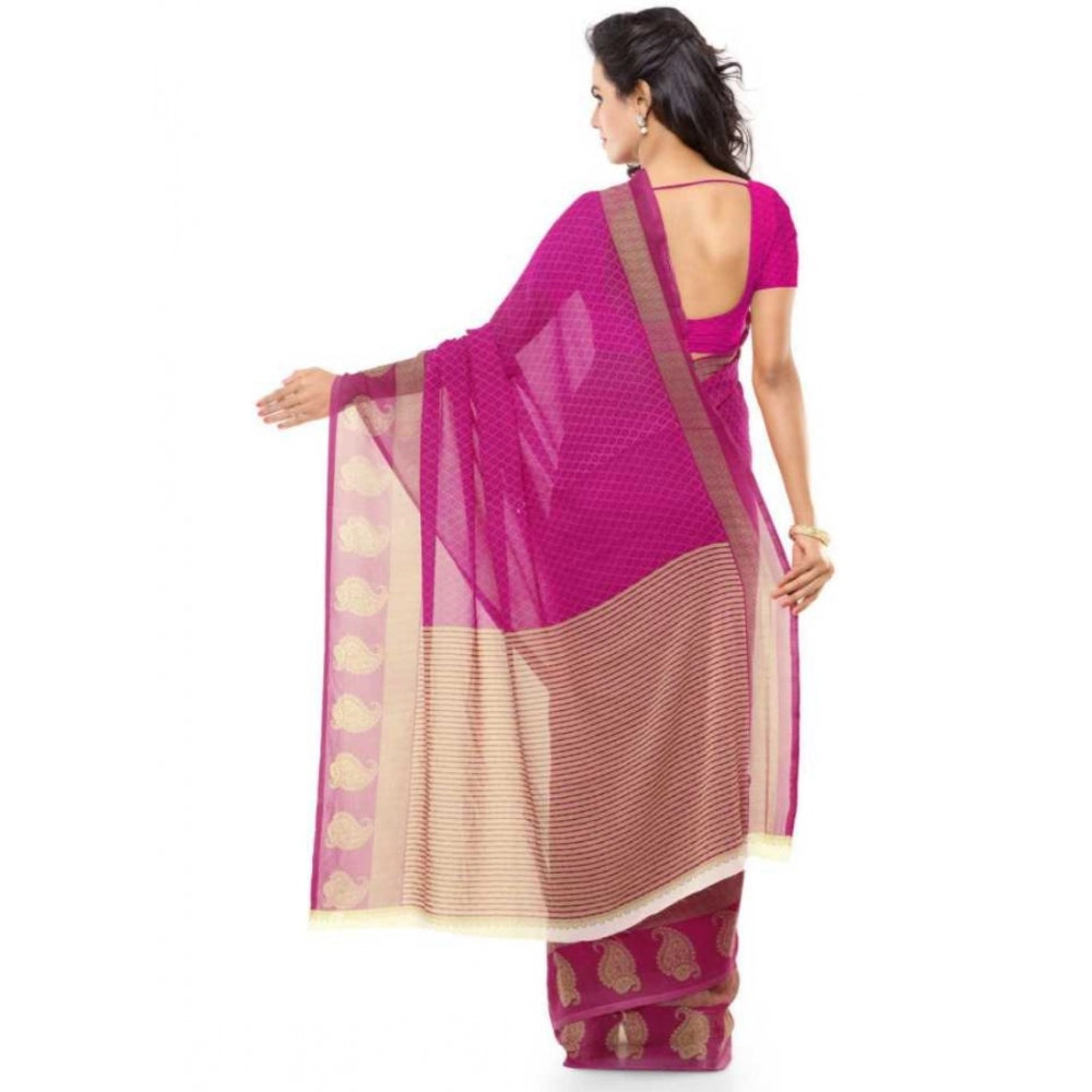 Clasymist Printed Faux Georgette Pink Color Saree