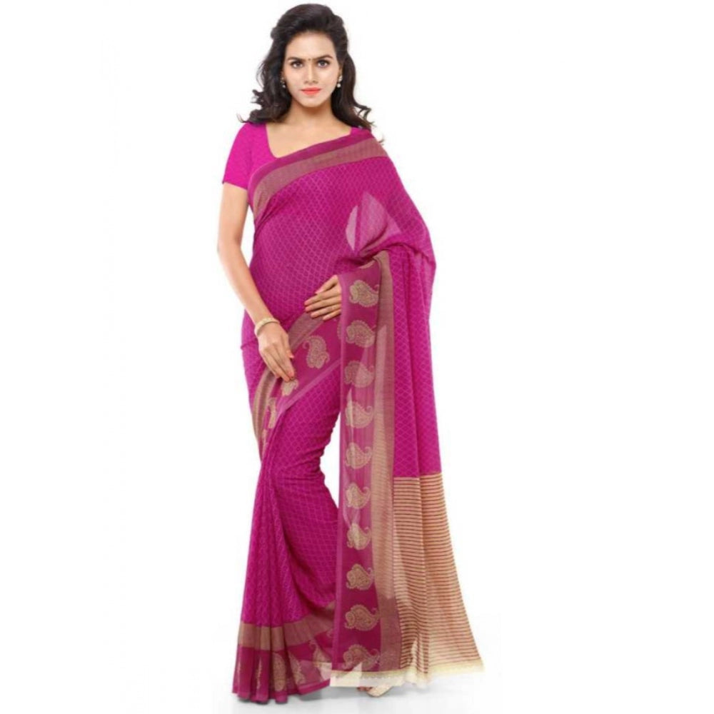 Clasymist Printed Faux Georgette Pink Color Saree