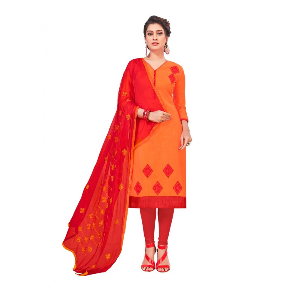 Clasymist Women's Slub Cotton Unstitched Salwar-Suit Material With Dupatta (Oranage, 2-2.5mtrs)