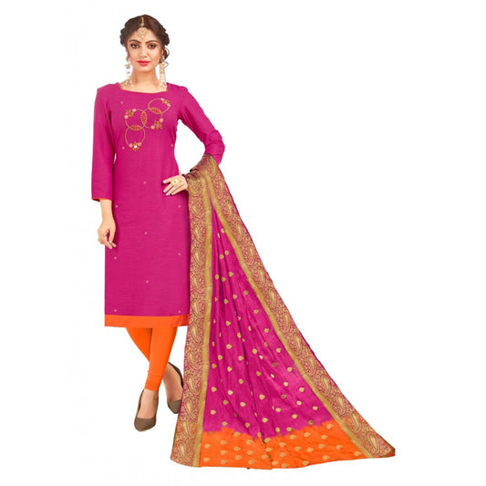 Clasymist Women's South Slub Cotton Unstitched Salwar-Suit Material With Dupatta (Magenta, 2-2.5mtrs)