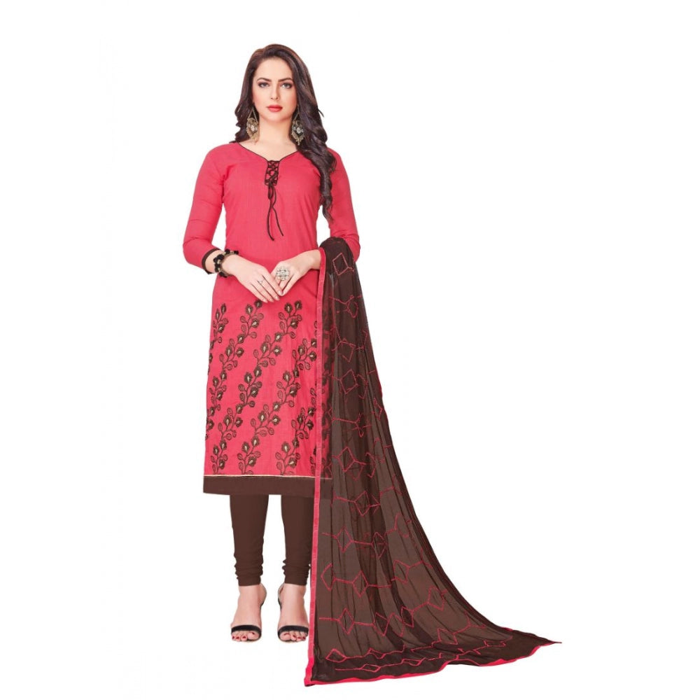 Clasymist Women's Slub Cotton Unstitched Salwar-Suit Material With Dupatta (Pige , 2-2.5mtrs)