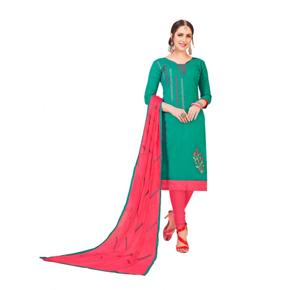 Clasymist Women's Slub Cotton Unstitched Salwar-Suit Material With Dupatta (Green, 2-2.5mtrs)