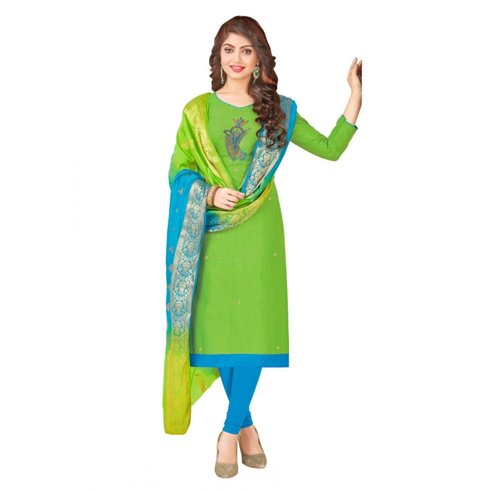 Clasymist Women's South Slub Cotton Unstitched Salwar-Suit Material With Dupatta (Green, 2-2.5mtrs)