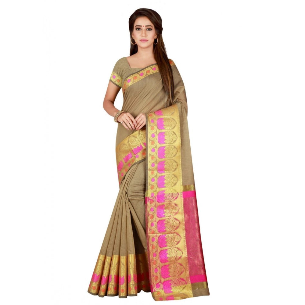 Clasymist Women's Cotton Saree with Blouse (Multi, 5-6 Mtrs)