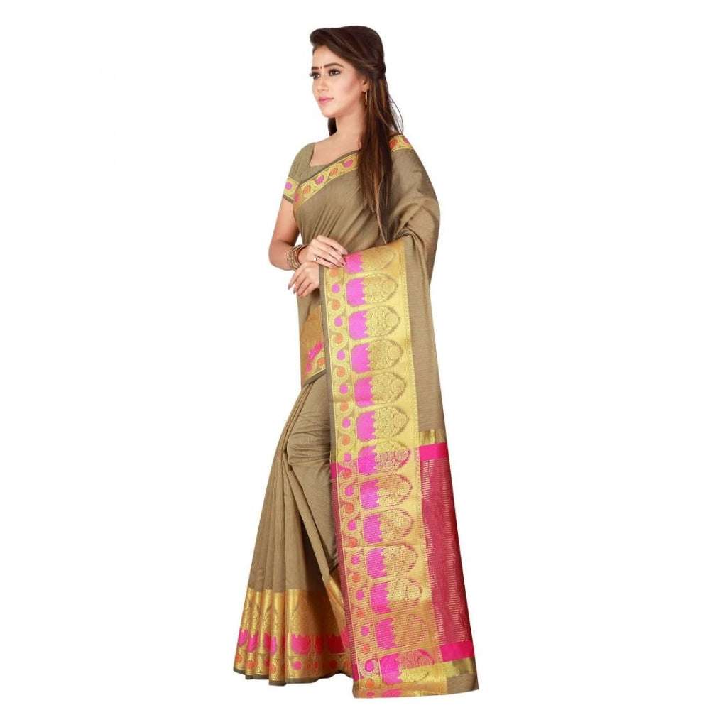 Clasymist Women's Cotton Saree with Blouse (Multi, 5-6 Mtrs)