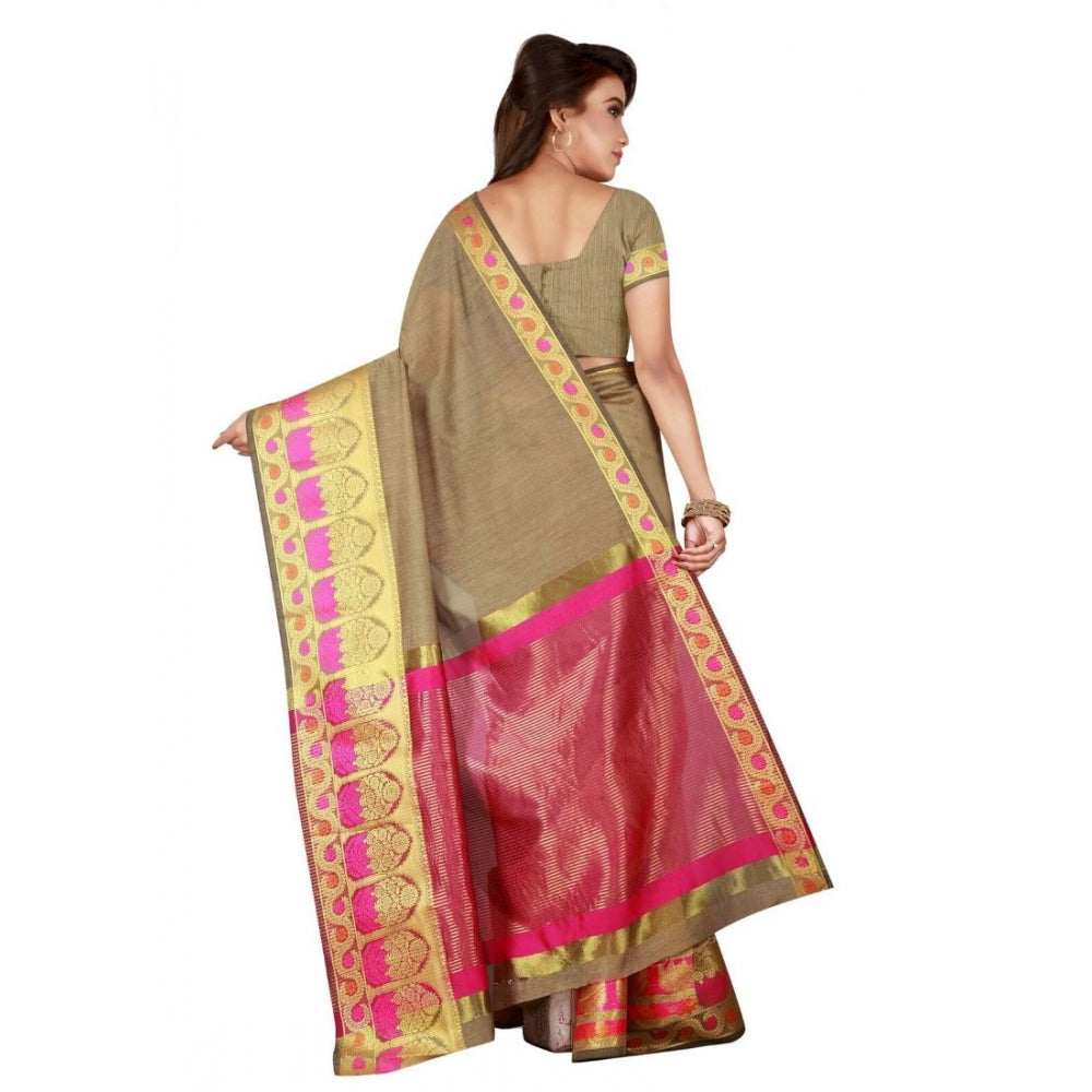 Clasymist Women's Cotton Saree with Blouse (Multi, 5-6 Mtrs)