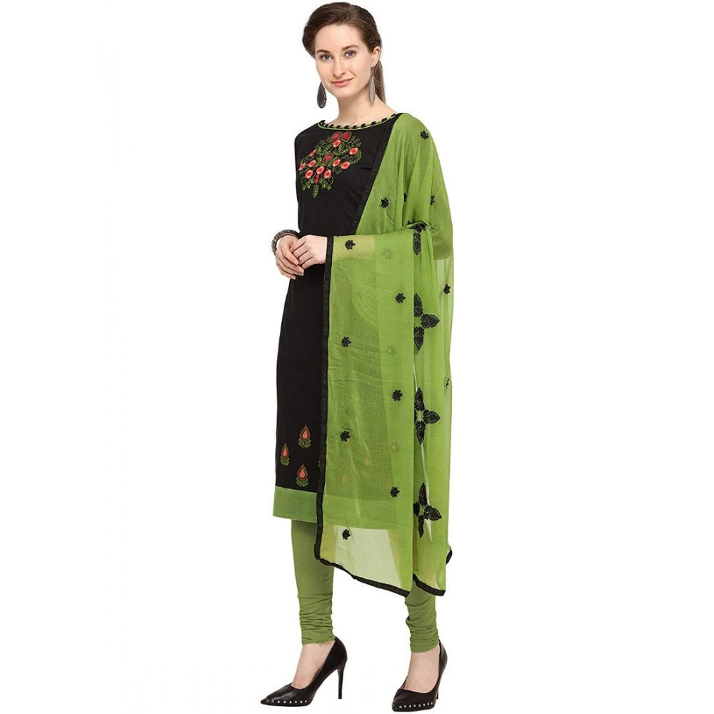 Clasymist Women's Slub Cotton Unstitched Salwar-Suit Material With Dupatta (Black, 2 Mtr)