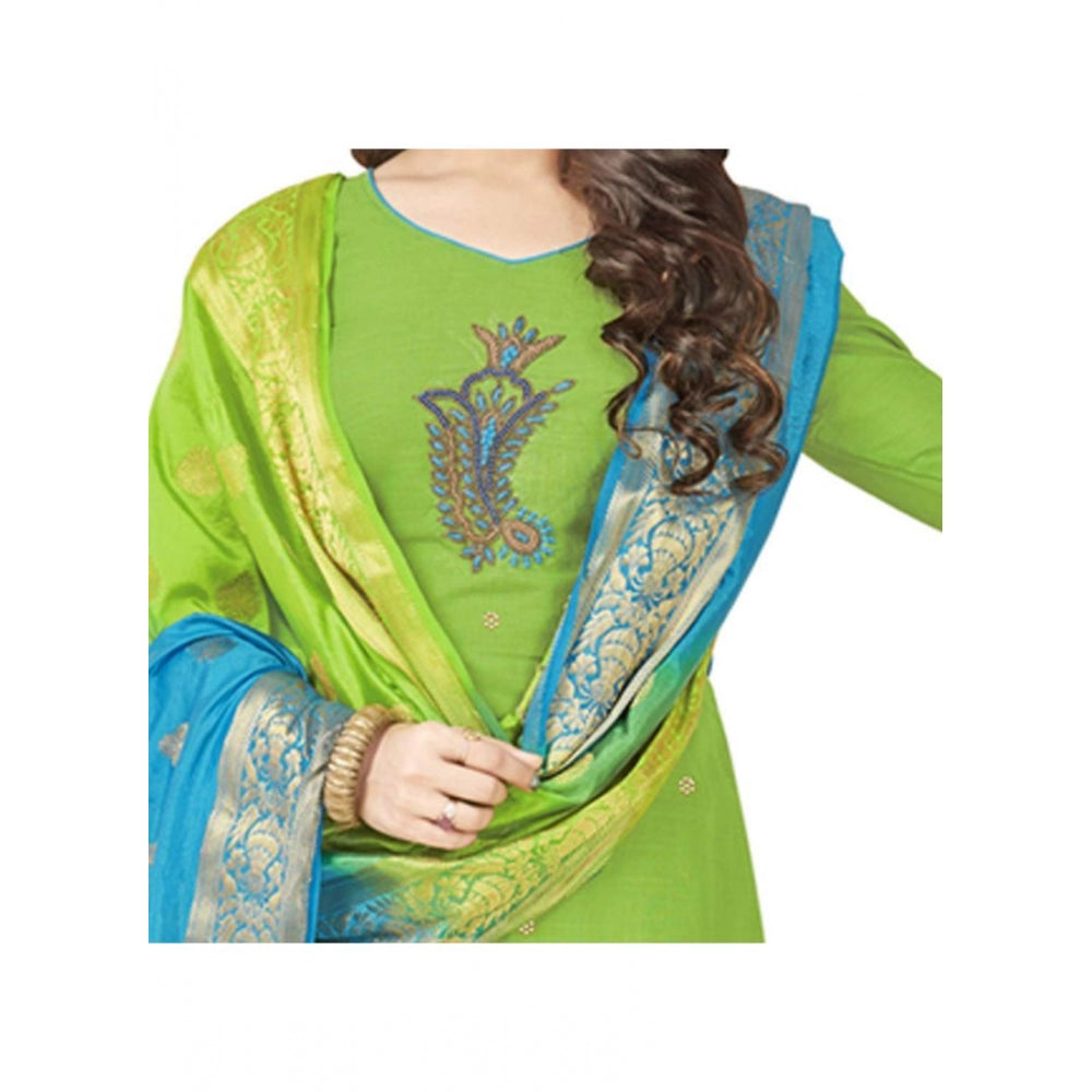 Clasymist Women's South Slub Cotton Unstitched Salwar-Suit Material With Dupatta (Green, 2 Mtr)