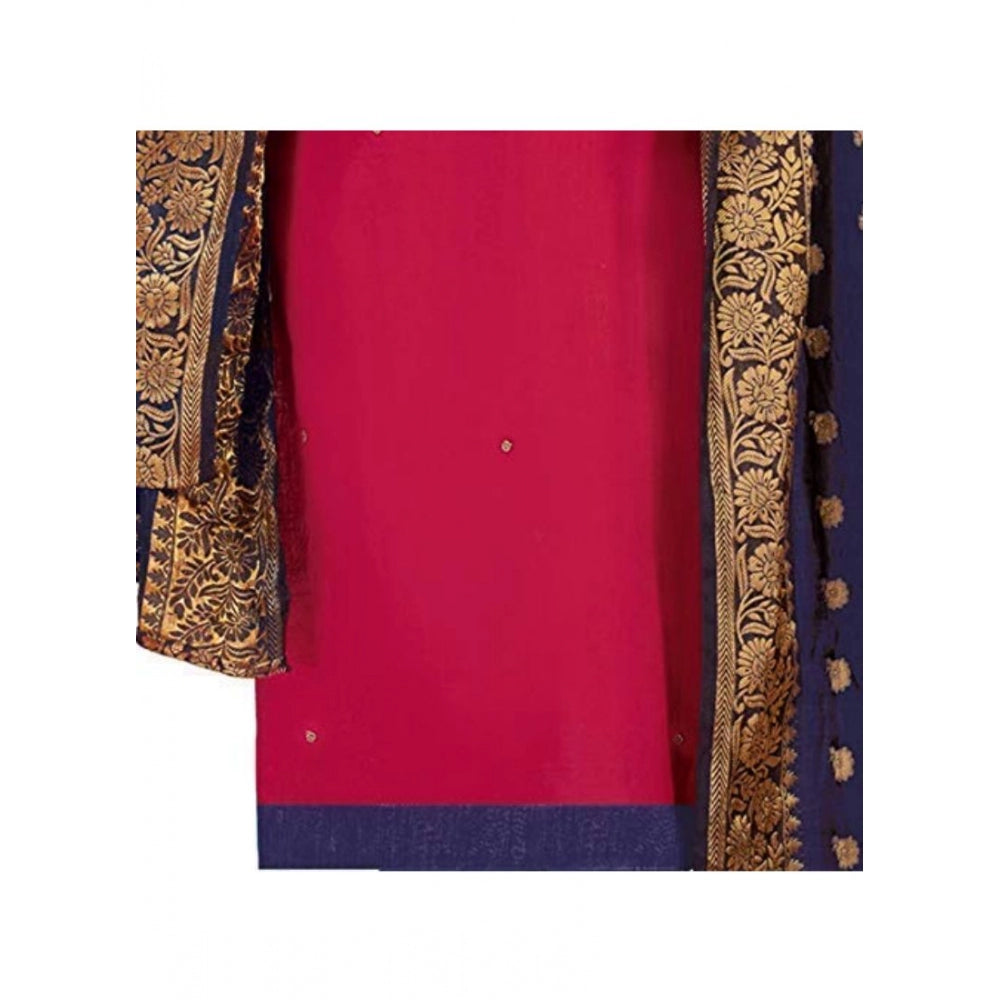 Clasymist Women's Slub Cotton Unstitched Salwar-Suit Material With Dupatta (Magenta, 2 Mtr)