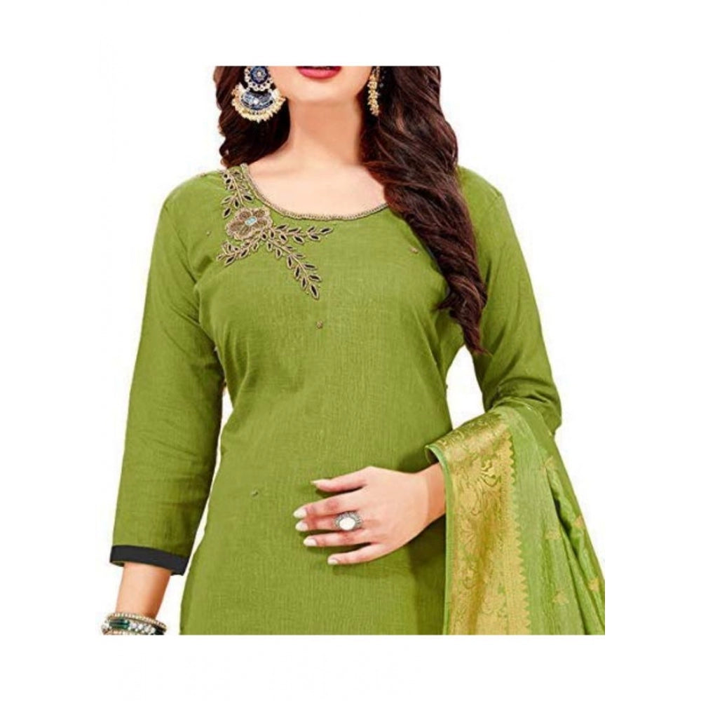 Clasymist Women's Slub Cotton Unstitched Salwar-Suit Material With Dupatta (Mahendi Green, 2 Mtr)