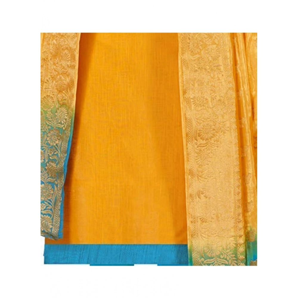 Clasymist Women's Slub Cotton Unstitched Salwar-Suit Material With Dupatta (Yellow, 2 Mtr)