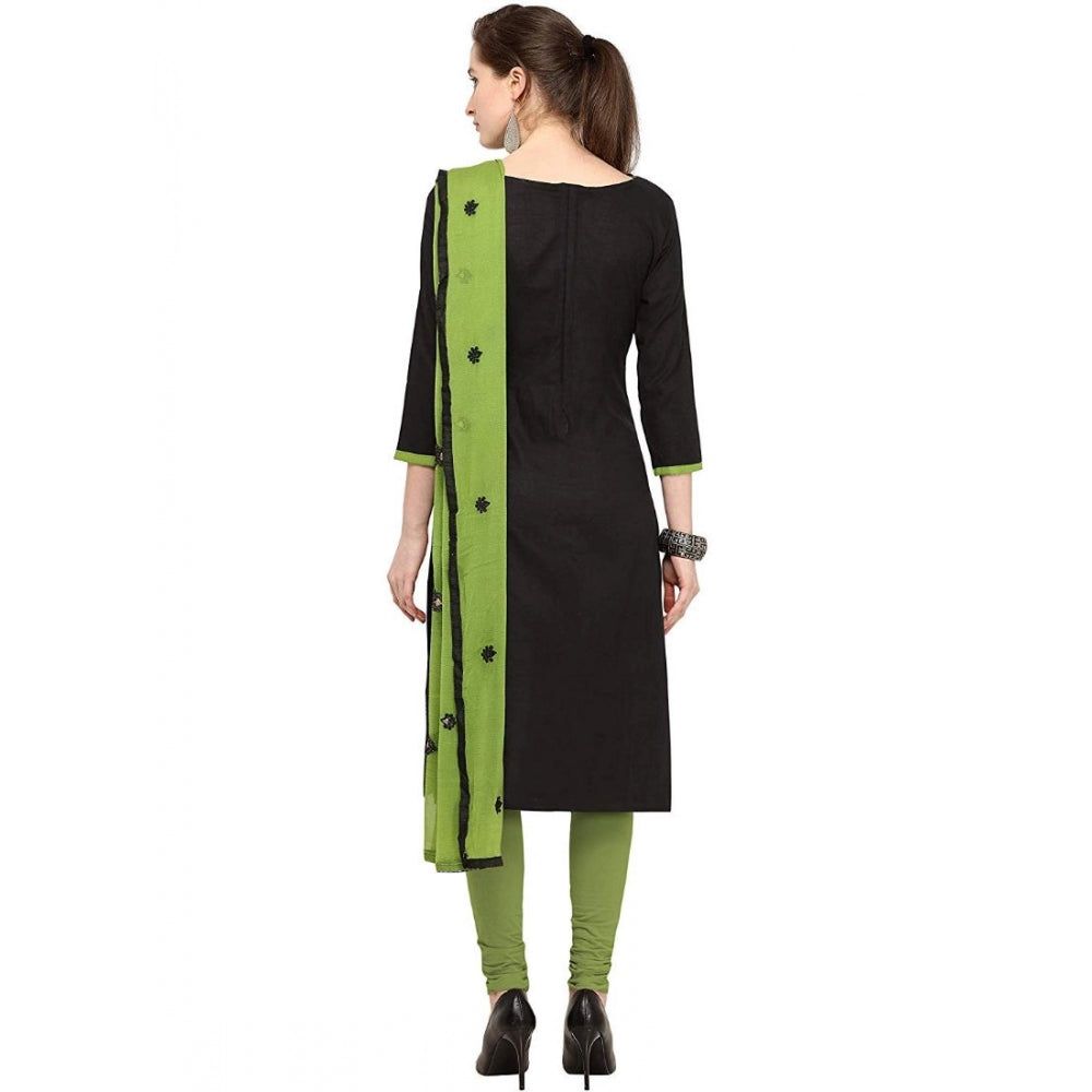 Clasymist Women's Slub Cotton Unstitched Salwar-Suit Material With Dupatta (Black, 2 Mtr)