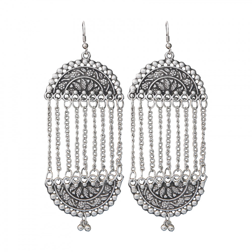 Clasymist Women's Silver Plated Hook Dangler Hanging Earrings-Silver