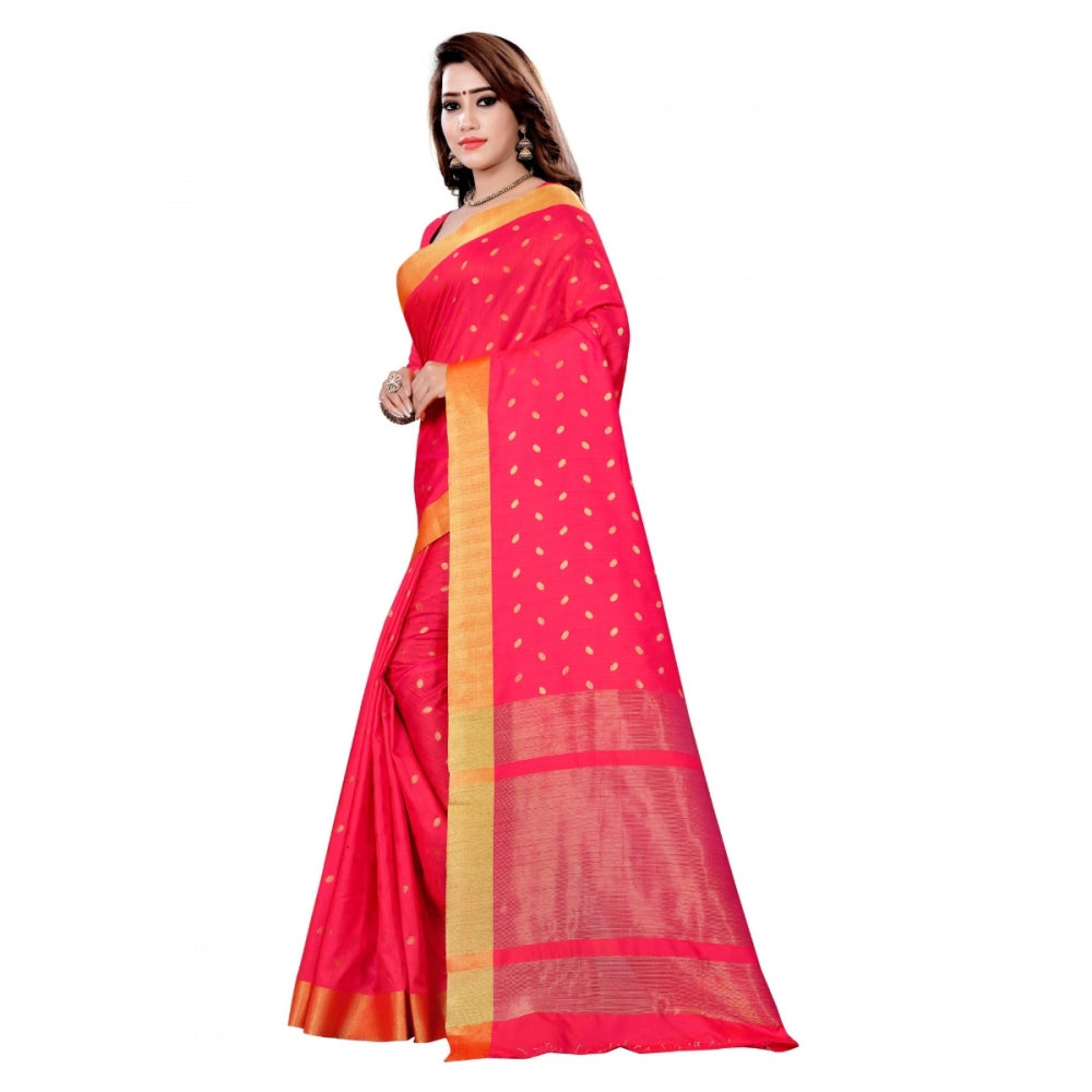 Clasymist Women's Art Silk Saree With Blouse (Pink, 5-6 Mtrs)