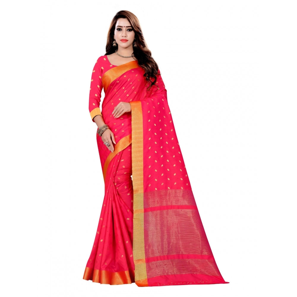 Clasymist Women's Art Silk Saree With Blouse (Pink, 5-6 Mtrs)