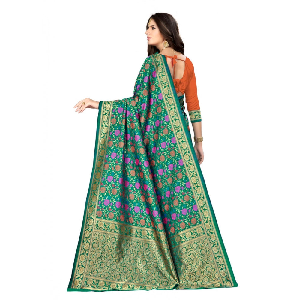 Clasymist Women's Banarasi silk Saree with Blouse (Multi, 5-6mtr)