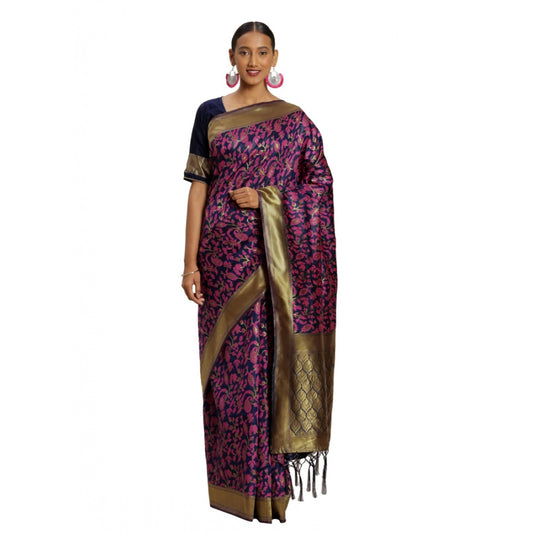 Clasymist Women's Banarasi silk Saree with Blouse (Multi, 5-6mtr)