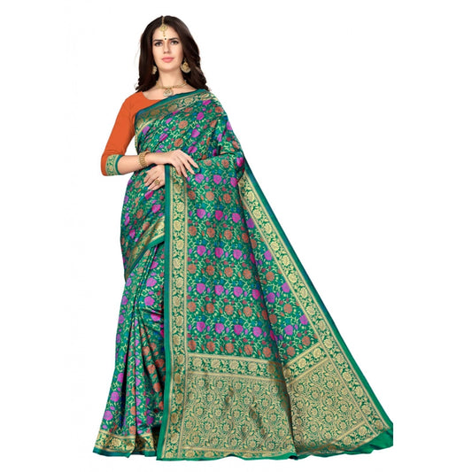 Clasymist Women's Banarasi silk Saree with Blouse (Multi, 5-6mtr)