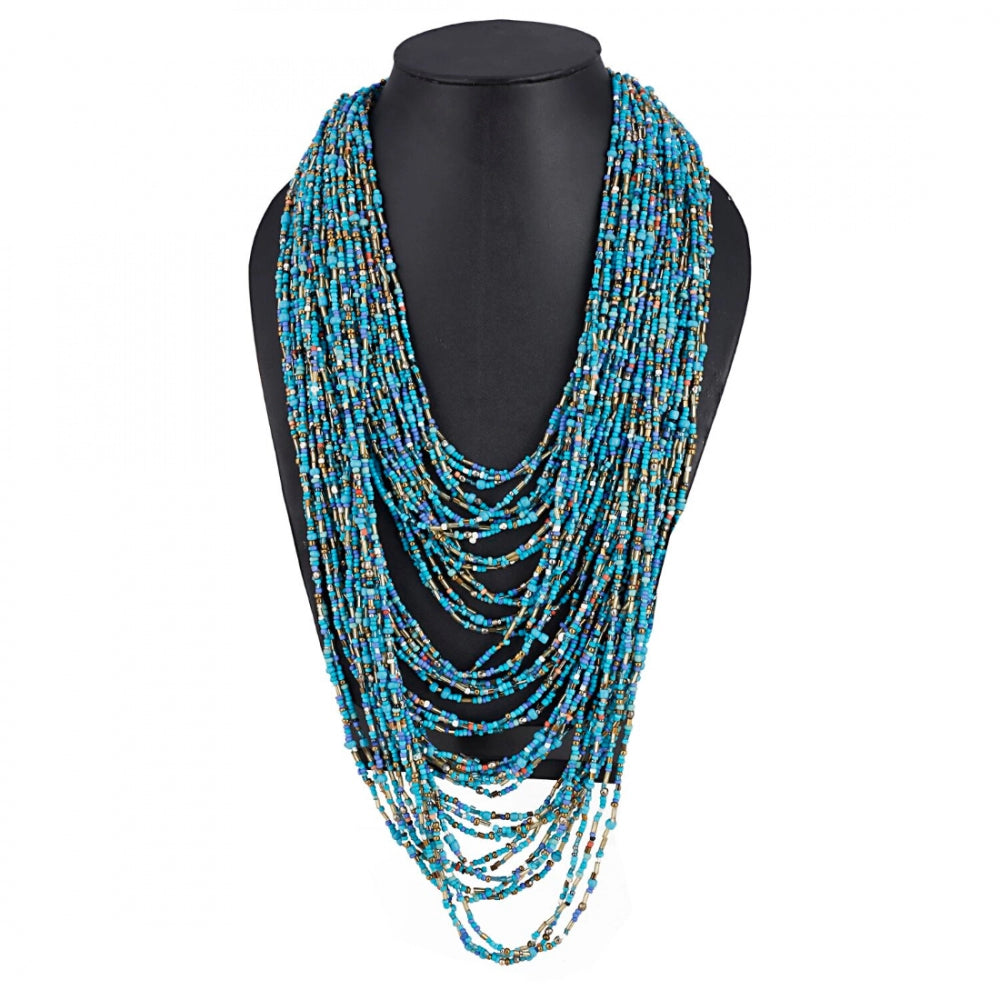 Clasymist Blue Multi Layer Beads Necklace