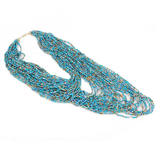 Clasymist Blue Multi Layer Beads Necklace