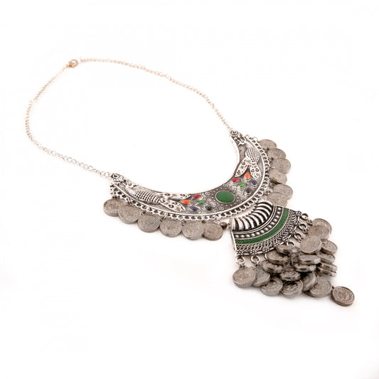 Clasymist Afghani Tribal Antique Boho Oxidised Silver Necklace