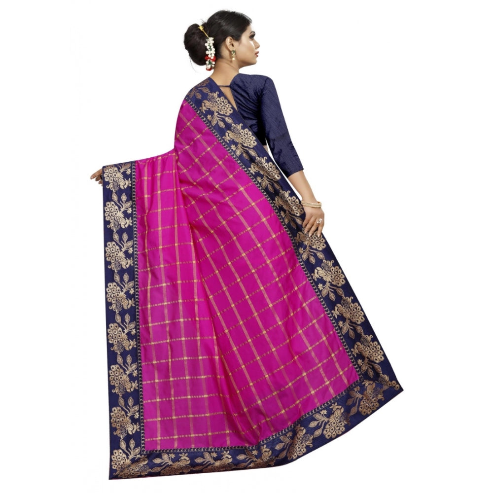 Clasymist Women's Panetar Silk Saree with Blouse (Pink,5-6 mtrs)