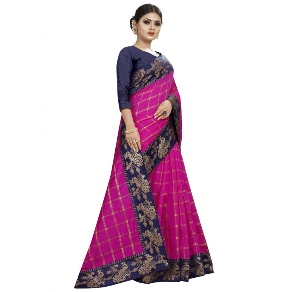 Clasymist Women's Panetar Silk Saree with Blouse (Pink,5-6 mtrs)