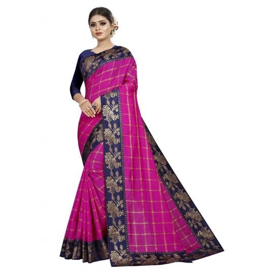 Clasymist Women's Panetar Silk Saree with Blouse (Pink,5-6 mtrs)