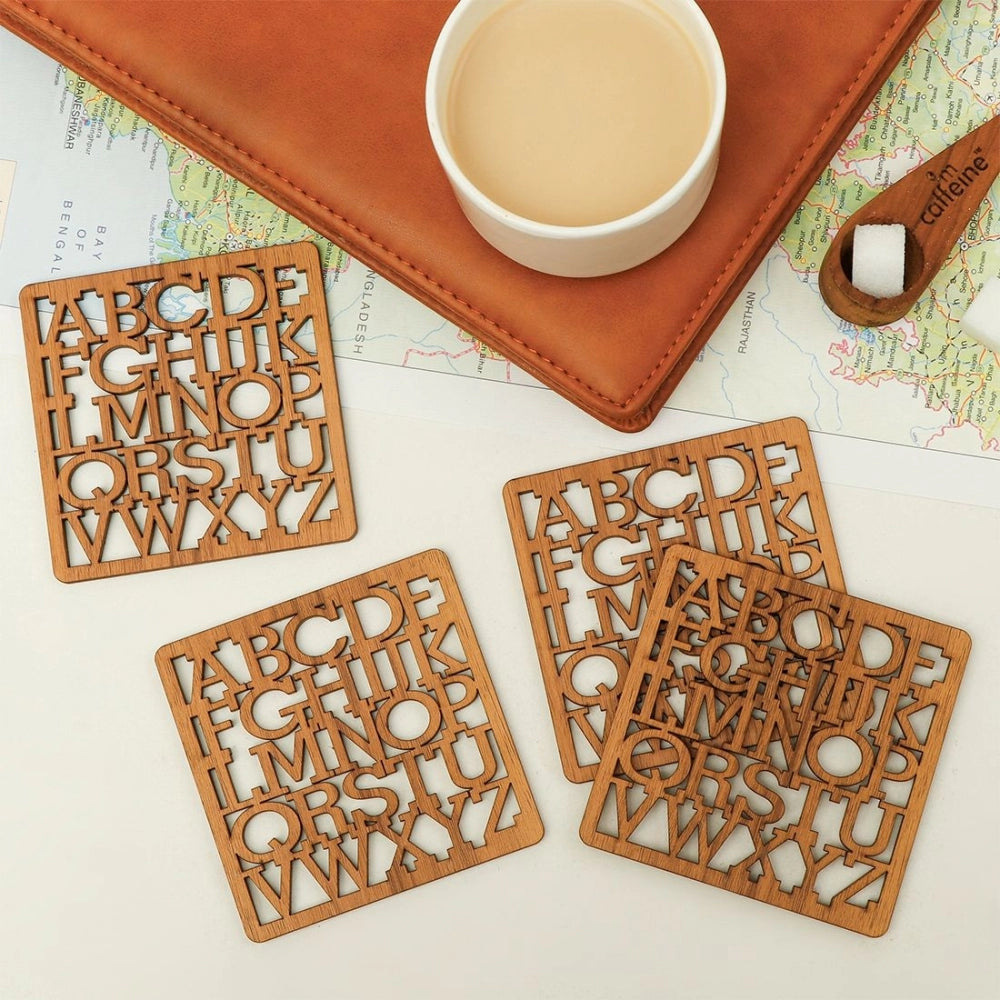 Clasymist Wooden Coasters for Tea Coffee (Set of 4)