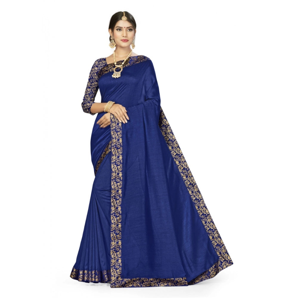 Clasymist Women's Silk Blend Saree (Neavy blue, 5-6mtrs)