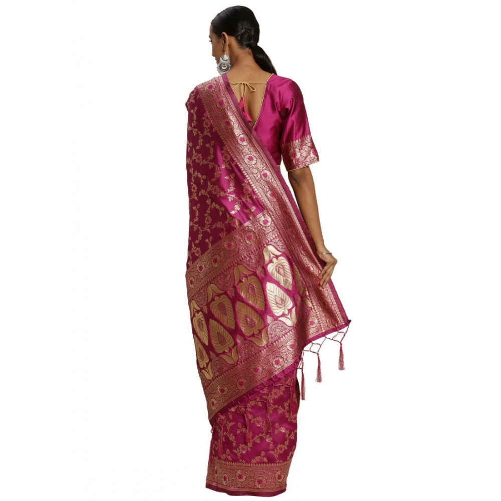 Clasymist Women's Banarasi Silk Saree (Pink, 5-6mtrs)