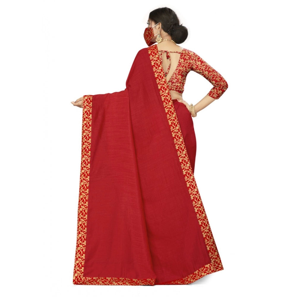 Clasymist Women's Silk Blend Saree (Red, 5-6mtrs)