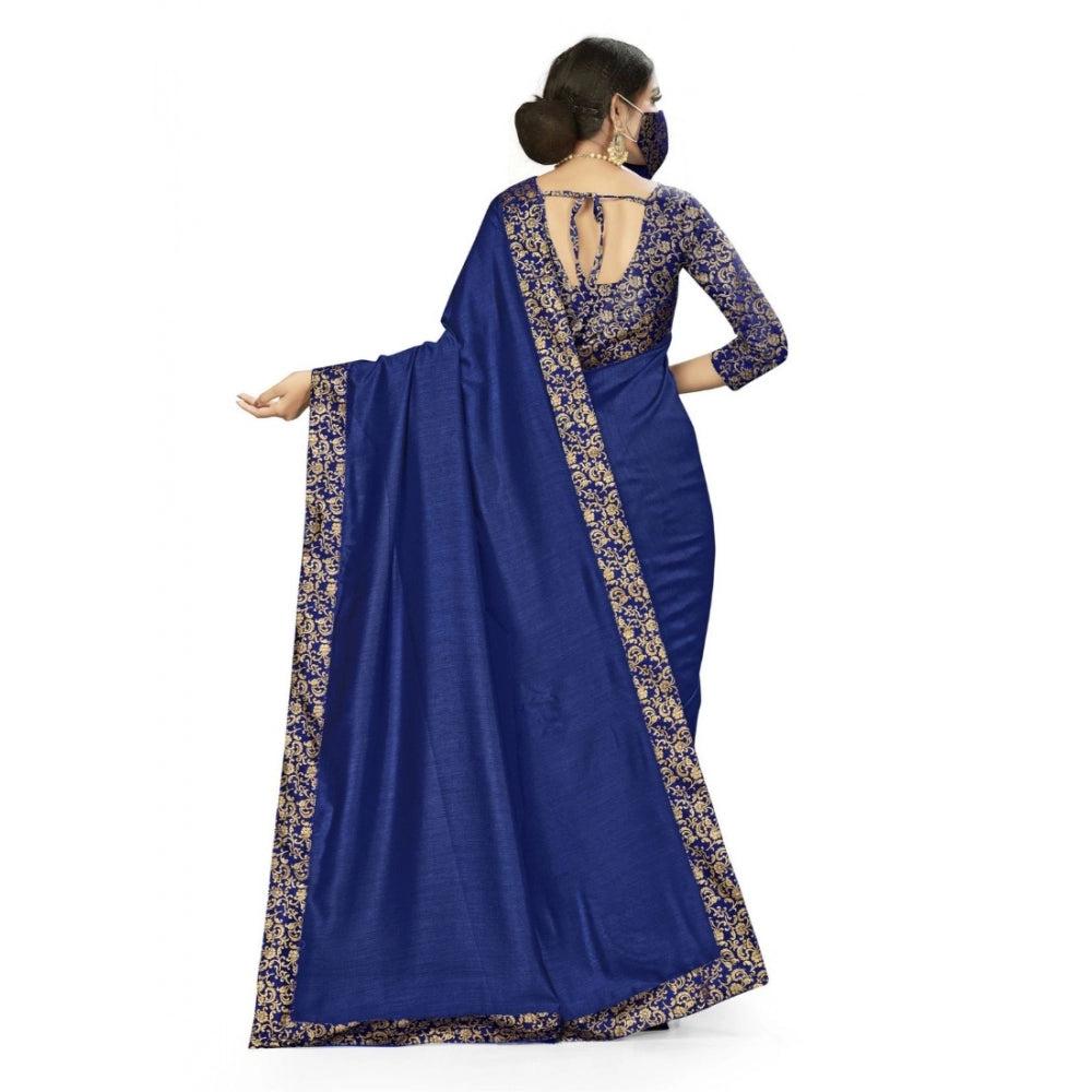 Clasymist Women's Silk Blend Saree (Neavy blue, 5-6mtrs)