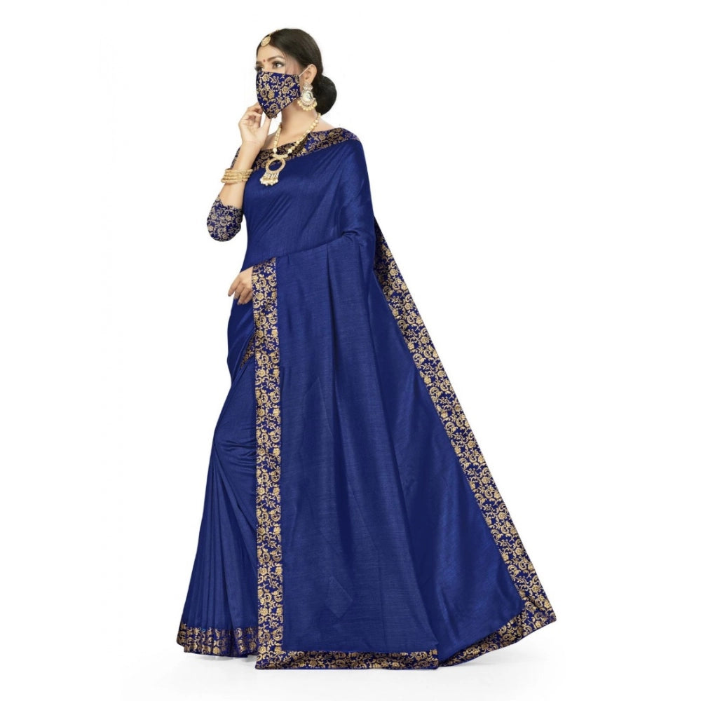 Clasymist Women's Silk Blend Saree (Neavy blue, 5-6mtrs)