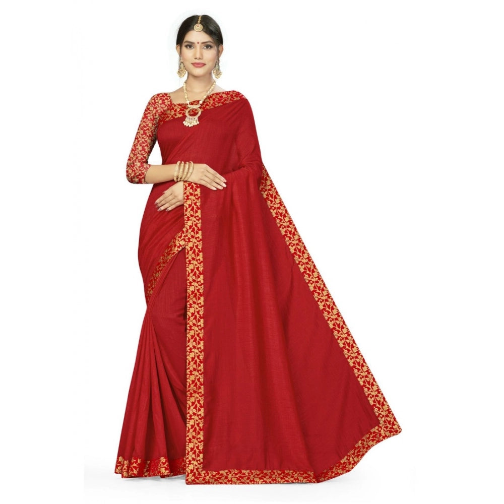 Clasymist Women's Silk Blend Saree (Red, 5-6mtrs)