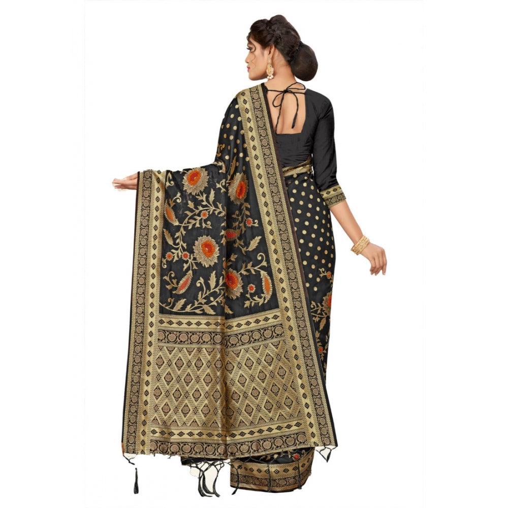 Clasymist Women's Banarasi Silk Saree (Black, 5-6mtrs)