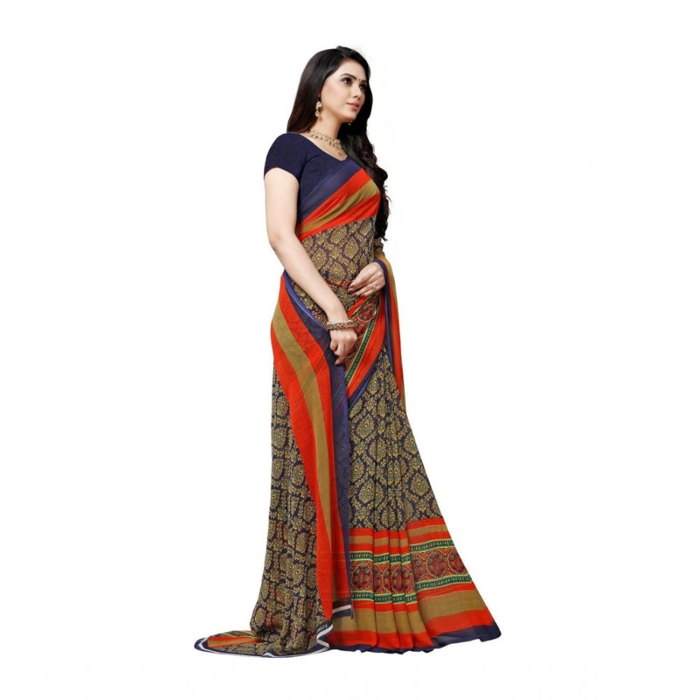 Clasymist Women's Georgette Saree(Blue,5-6 Mtrs)