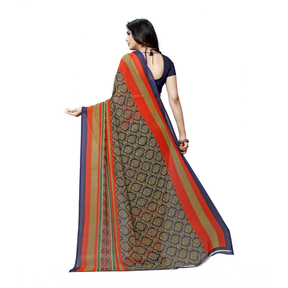 Clasymist Women's Georgette Saree(Blue,5-6 Mtrs)